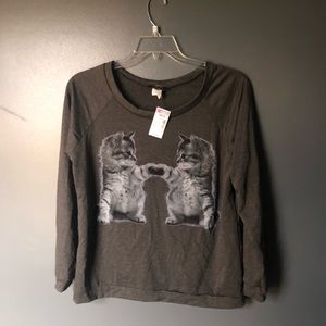 NWT Deb Kitten Print Long Sleeve T-Shirt - 1X